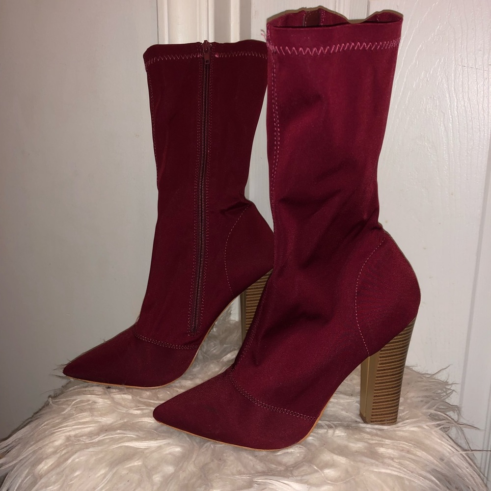 Score Points Chunky Neoprene Boots - Wine
